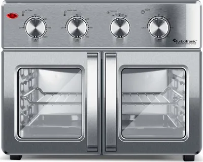 Produktbild von TurboTronic digitaler Heißluftofen XXL - AF32MFD - 32 Liter mit Drehspieß für Hähnchen 4in1 Mini Backofen & Power Heißluftfritteuse Airfryer ab 80°C Silver