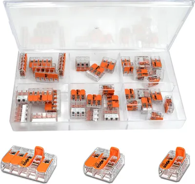 Produktbild von WAGO Sortimentsbox mit 35 Stück Verbindungsklemmen | Serie 221 Hebelklemme | Box Set Verbindungsklemme