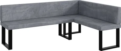 Produktbild von MEBLINI Eckbank für Esszimmer - Küchenbank - Essecke - Sitzecke Küche - TONI - U-Beine 142x196x87cm Rechts - Grau Samt