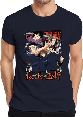 Produktbild von Jujutsu Kaisen Anime Manga Fluchmagie Sukuna Gojo Yuji Geschenk Herren T-Shirt, Navy, L