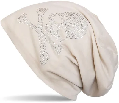Produktbild von styleBREAKER klassische Beanie Mütze mit Totenkopf Strass Applikation, Uni 04024034