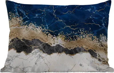 Produktbild von MuchoWow® Outdoor Kissen - Marmor - Weiß - Gold - Luxus - 60x40 cm - Wetterfest - Lounge Kissen - Zierkissen - Kissen für Innenräume