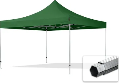 Produktbild von TOOLPORT 4x4m Aluminium Faltpavillon, ohne Seitenteile, dunkelgrün