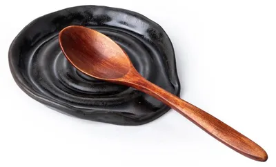 Keramische Löffelablage, Spatelhalter, Vintage Schwarz, 13 cm