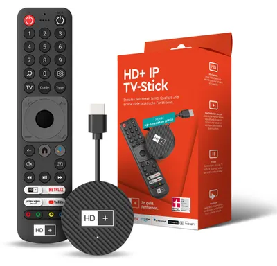 Produktbild von HD+ IP TV-Stick 4K UHD, Android TV, inkl. 1 Monat HD+ IP, über 100 HD-Sendern