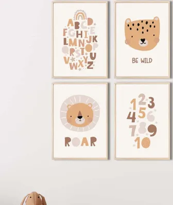 Produktbild von MeinBaby123® Kinderzimmerposter | 4er Set A4 | Süße Tiere