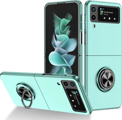 Produktbild von Samsung Z Flip4 Hülle, Dünn Hart PC Schutzhülle mit Ringhalter Ständer für Samsung Galaxy Z Flip 4 5G Blau