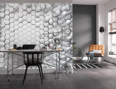 Produktbild von Komar Fototapete 3D "Titanium", silber, weiß, 368 x 254 cm