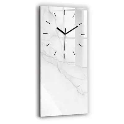 Produktbild von Wallfluent Wanduhr – Stilles Quarzuhrwerk - Uhr Dekoration Wohnzimmer Schlafzimmer Küche - Zifferblatt mit Strichen - schwarze Zeiger - 30x60 cm - Dekorativer Marmor