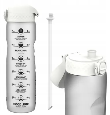 Produktbild von Ion8 Motivierende Trinkflasche mit Strohhalm Sportlich 1L