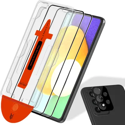 Zdjęcie produktu dla 2-pak Samsung A52S Szkło ochronne na ekran & 1-pak ochrona obiektywu - Szkło hartowane | [Automatyczna instalacja] - Bez bąbelków