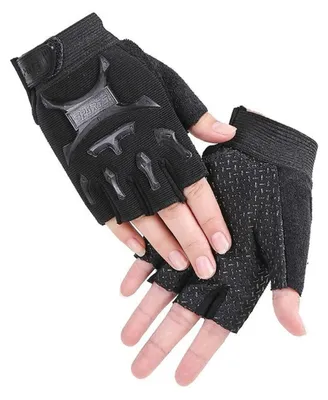 Obrázek produktu pro Dětské cyklistické rukavice, poloprstové, MTB, pro bruslení, protiskluzové, černé