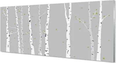 Produktbild von Glasbilder 125x50 Wandkunst Illustration der Birke