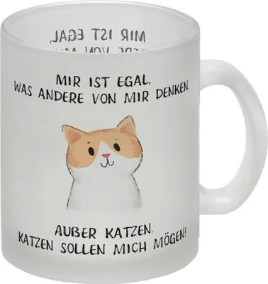 Produktbild von Ist mir egal was Andere denken Glas Tasse mit Spruch Außer Katzen
