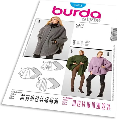 Obrázek produktu pro Střih Burda 7422 - Plášť