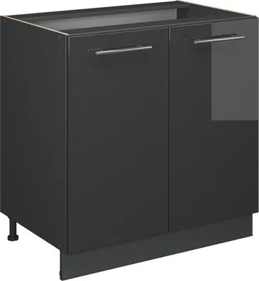 Produktbild von Spülenunterschrank Vicco Fame-Line Anthrazit Hochglanz 80 cm mit Regal, AP Anthrazit, Model 57098