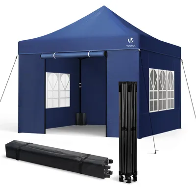 Produktbild von VOUNOT® Verstärktes Pavillon 3x3m, Wasserdichter Faltpavillon mit 4 Seitenteilen&Sandsäcke Blau