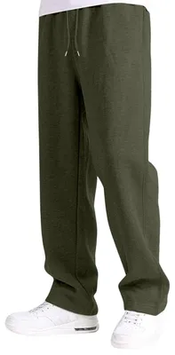 Image de Pantalon de jogging pour garçons - Couleur vert kaki unie, avec taille élastique