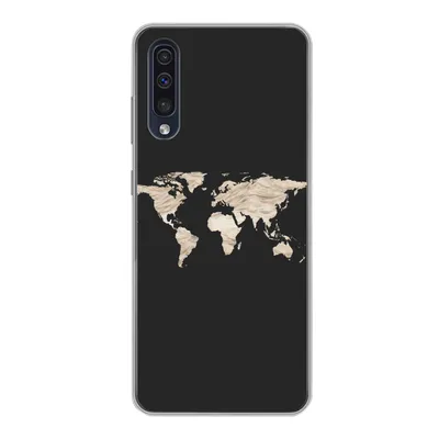 Produktbild von MuchoWow® Handyhülle Schutzhülle Hülle für Samsung Galaxy A30s Weltkarte - Heu - Braun Silikon Softcase Handy Hülle - Karteninhaber