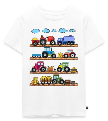 Produktbild von Spreadshirt Fahrzeuge Auf Dem Bauernhof Kinder Premium T-Shirt, 110/116 (4 Jahre), Weiß