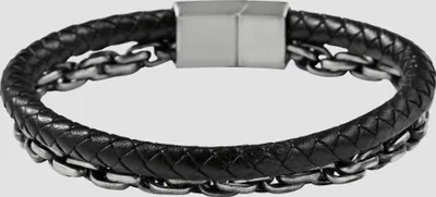 Produktbild von Akzent Armband aus Kunstlederion mit Kettenelement, geflochten