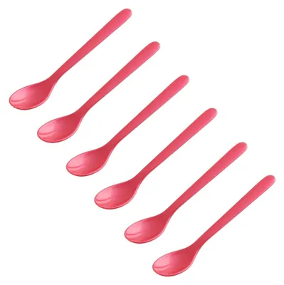 Produktbild von FACKELMANN | 6er Set Eierlöffel Frühstückslöffel 14 cm | Farbe: Rot | hochwertiger Kunststoff | ideal für den Frühstückstisch
