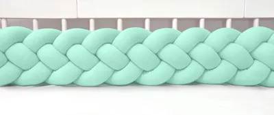 Produktbild von Bettschlange 4-strängig geflochten Velours 400 cm – Blaugrün | Bettumrandung Babybett Nestchen | Letino