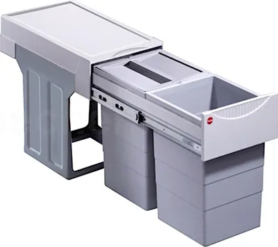 Produktbild von HAILO 3666821 Abfallsorter 30 (2x15) Liter TANDEM ab 30 cm Schrankbreite, hellgrau