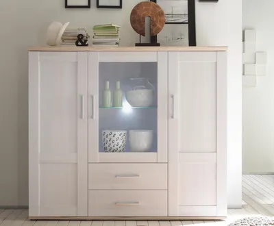 Produktbild von Highboard >Barbara< in Sibiu-Lärche aus Glas - 156x137x46cm (BxHxT)