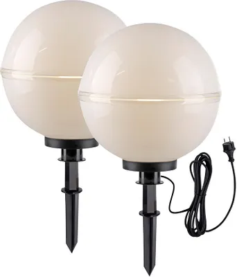 Produktbild von 2er Set Kugelleuchten, weiß schwarz, Kabel 5m, H 71 cm
