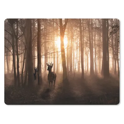 Produktbild von MuchoWow® Mauspad Mousepad Wald - Hirsche - Sonne - Bäume - Winter - Natur - Tiere 40x30 cm - Mousepads - Maus Mat - Pad - Mausunterlage - Anti Rutsch