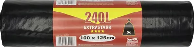 Image de JUFOL Müllbeutel 240 L LDPE schwarz 5 Stück Rolle Abfallsack 1000x1250 mm