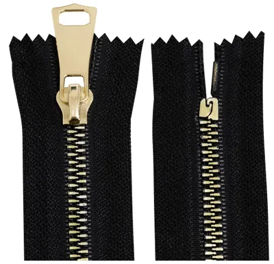 Reißverschluss-Set N°5, 16 cm, Schwarz/Gold, 2 Stück