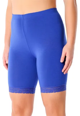 Image de Leggings courts pour femme Merry Style avec dentelle, pantalon de loisirs taille haute, pantalon de cycliste en viscose MS10-431 (cobalt, S)