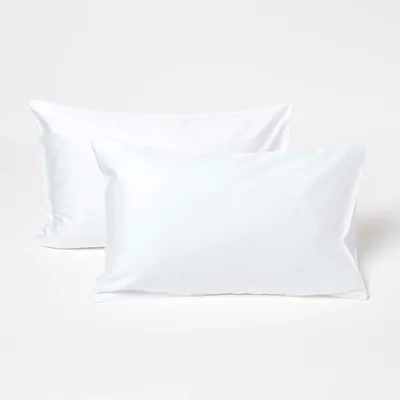 Produktbild von HOMESCAPES Kissenbezug 40 x 60 cm, weiß, 100% Baumwolle Fadendichte 400, 2er Pack