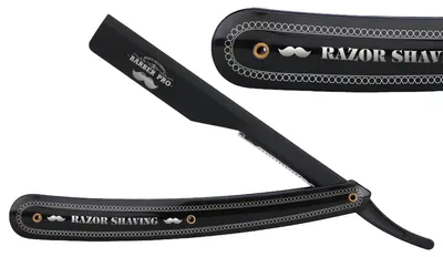 Produktbild von Barber Rasiermesser Schwarz - Friseurmesser mit Wechselklingen zum Rasieren und Ausdünnen