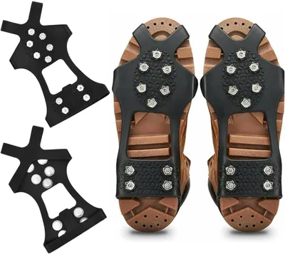 Produktbild von Schuhkrallen Winter mit 10 Zähnen, Größe L - Rutschschutz Schuhe Schnee & EIS | Überzieh Spikes als Schuhspikes Glatteis, Universelle Schuhüberzieher für Wander- & Bergschuhe