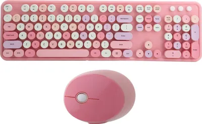Produktbild von Tastatur- und Mauskombination für Windows, Retro Vintage Design Drahtlose Tastatur und Mauspaket mit USB-Empfänger für Computer, Ergonomische