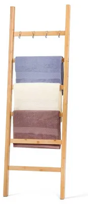 Produktbild von Bambus Handtuchleiter mit 6 Sprossen und 4 Haken - 170x43 cm Natur