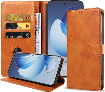 Produktbild von Passend für Oppo Reno 13 Handytasche Kunstleder mit Magnetlippe und Kartenhalter Buchhülle mit Klappe - Wallet Case mit Kartenfach - Braun - Smartphonics