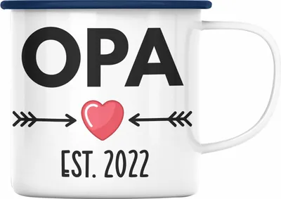 Produktbild von Trendation - Du Wirst Opa 2022 Geschenk Schwangerschaft Verkünden Opa Überraschung Baby Emaille Emaille Tasse (Blau)