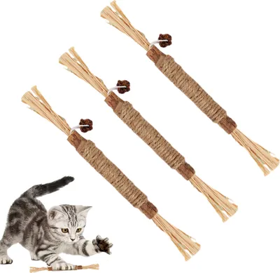 Produktbild von Set Katzenminze Sticks Aus strapazierfähigem Sisalseil Zahnpflege und Stressabbau regen den Appetit Ihrer Katze