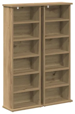 Zdjęcie produktu dla vidaXL Regał na płyty CD, 2 sztuki, imitacja dębu Artisan, 60 x 17 x 92 cm, płyta wiórowa