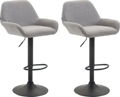 Produktbild von TPFLiving 2er Set Barhocker Bragnum Gestell schwarz Stoff Grau