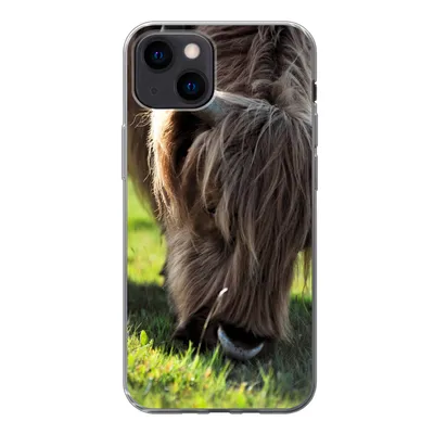 Produktbild von MuchoWow® Handyhülle Schutzhülle Hülle für iPhone 13 mini Schottischer Highlander - Hörner - Sonne Silikon Softcase Handy Hülle - Softcase