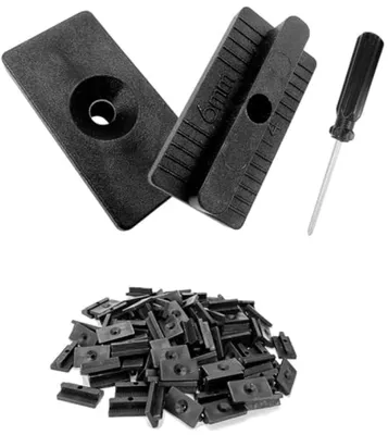Productafbeelding van PromoHome® 100 stuks verborgen terrasbevestigingen - T-clips voor composietplanken, 60 x 20 x 18 mm, zwart