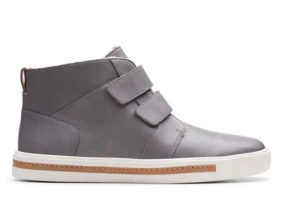 Obrázok produktu pre Clarks Un Maui Mid sivá kožená zateplená obuv na suchý zips dámske poltopánky Clarks Un Maui Mid sivá kožená zateplená obuv na suchý zips 36