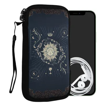 Produktbild von kwmobile Handytasche für Smartphones XL - 6,7/6,8" - Neopren Handy Tasche Hülle Cover Case Schutzhülle - Tarot Karten Dunkelblau Gelb Schwarz - 17,2 x