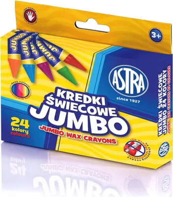 Zdjęcie produktu dla Kredki wiecowe Jumbo 24 Kolory Astra