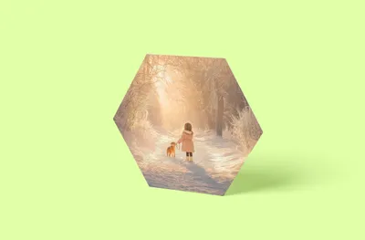 Produktbild von Winter Wanderung Hexagon Wandbild | Größe in cm: 20 x 20